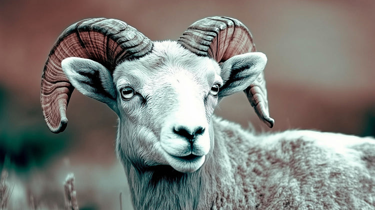 Image of a beautiful sheep with horns