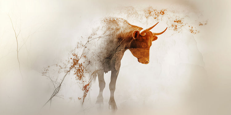 Abstract serene and forceful image of a bull