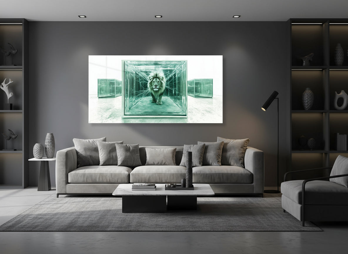 Break Through The Glass | Modern Lion Art Print | Limited Edition | Wild Essence
