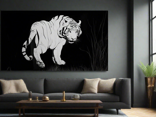 Looking Back For The Last Time | Monochrome Tiger Wall Art | Limited Edition | Wild Essence