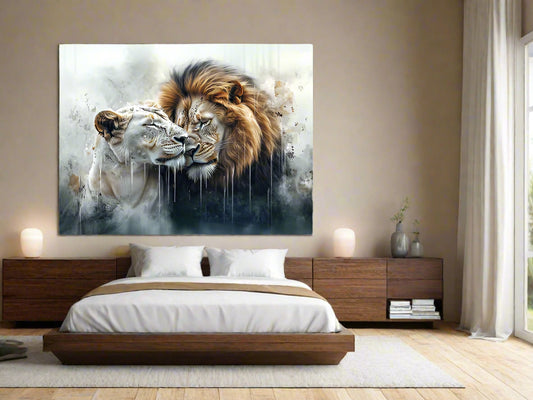 Love's Got Everything to Do with It | Lion Couple Wall Art | Limited Edition | Wild Essence