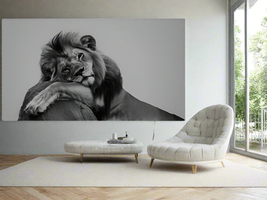 Majestic Recharge | Monochrome Lion Wall Art | Limited Edition | Wild Essence