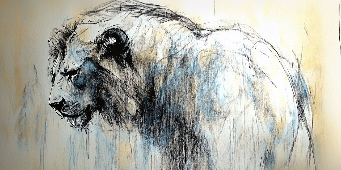 Time To Move On | Brushwork Lion Wall Art | Limited Edition | Wild Essence