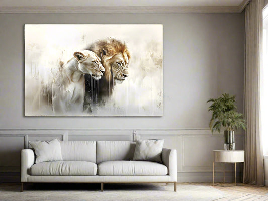 We're In This Together | Lion and Lioness Wall Art | Limited Edition | Wild Essence