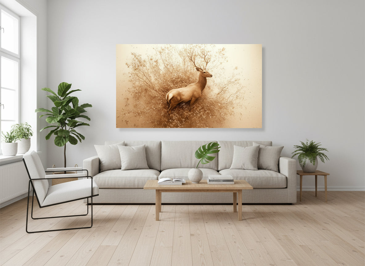 Weightless Bloom | Deer Wall Art in an elegant living room| Limited Edition | Wild Essence