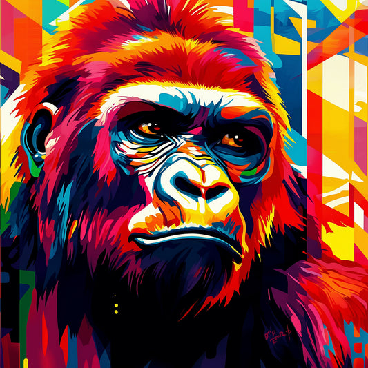 Be Strong | Colorful Geometric Gorilla Wall Art | Limited Edition | Wild Essence