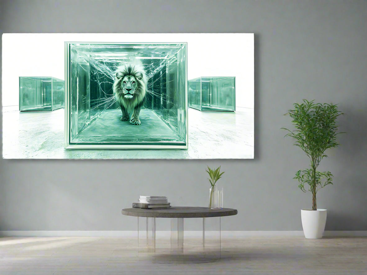 Break Through The Glass | Modern Lion Art Print | Limited Edition | Wild Essence