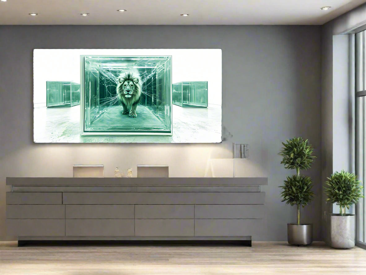 Break Through The Glass | Modern Lion Art Print | Limited Edition | Wild Essence