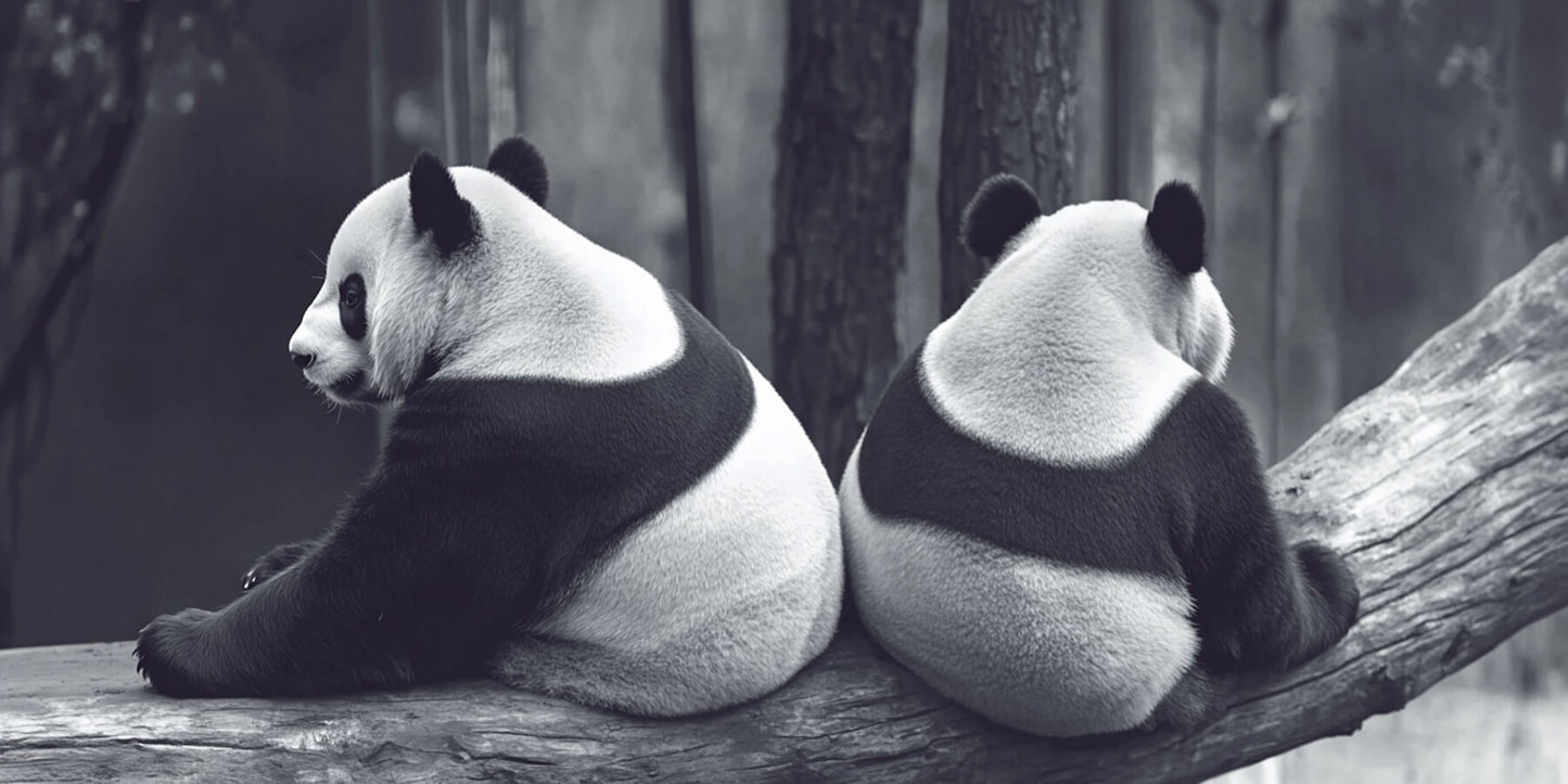 Panda wall art print in wide format displayed in interior setting
Large panda wildlife art print from the Wallimals collection
Wide format animal wall art featuring panda artwork
Large horizontal panda wall art print for modern interiors
Fine art panda print from the Wallimals collection