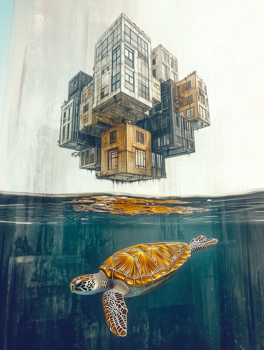 Floating Worlds | Turtle Wall Art | Limited Edition | Wallimals