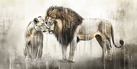 I'm Always Here When You Need Me | Lion Couple Wall Art | Limited Edition | Wild Essence