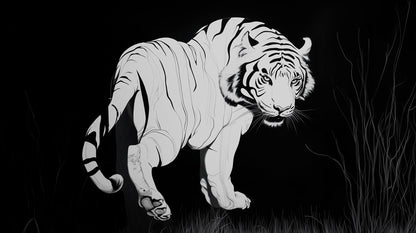 Looking Back For The Last Time | Monochrome Tiger Wall Art | Limited Edition | Wild Essence