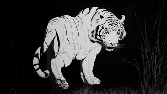 Looking Back For The Last Time | Monochrome Tiger Wall Art | Limited Edition | Wild Essence