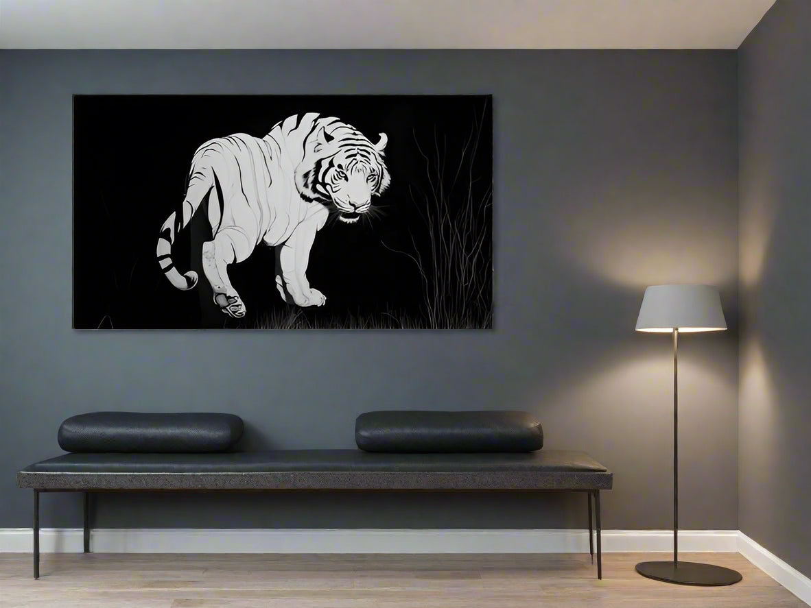 Looking Back For The Last Time | Monochrome Tiger Wall Art | Limited Edition | Wild Essence