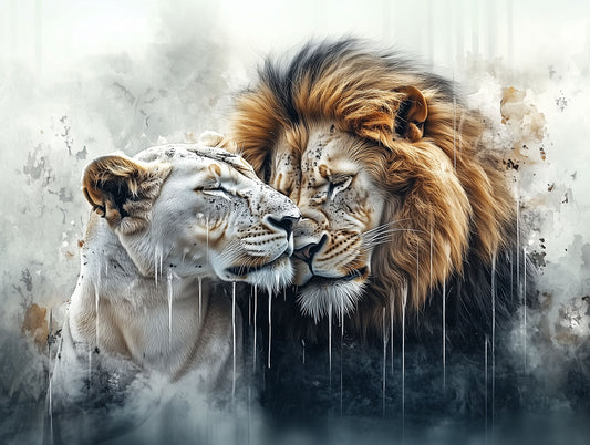 Love's Got Everything to Do with It | Lion Couple Wall Art | Limited Edition | Wild Essence