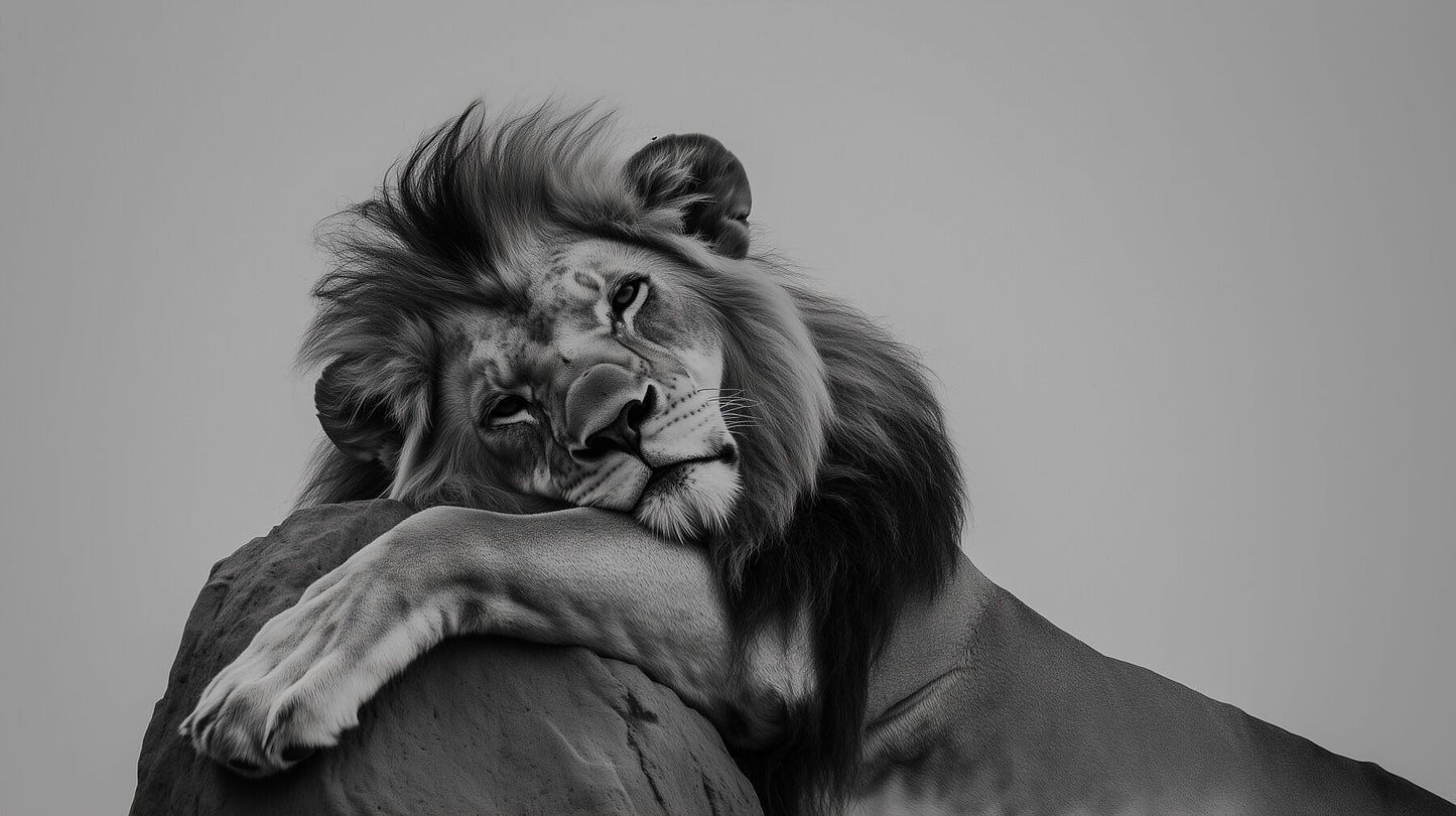 Majestic Recharge | Monochrome Lion Wall Art | Limited Edition | Wild Essence
