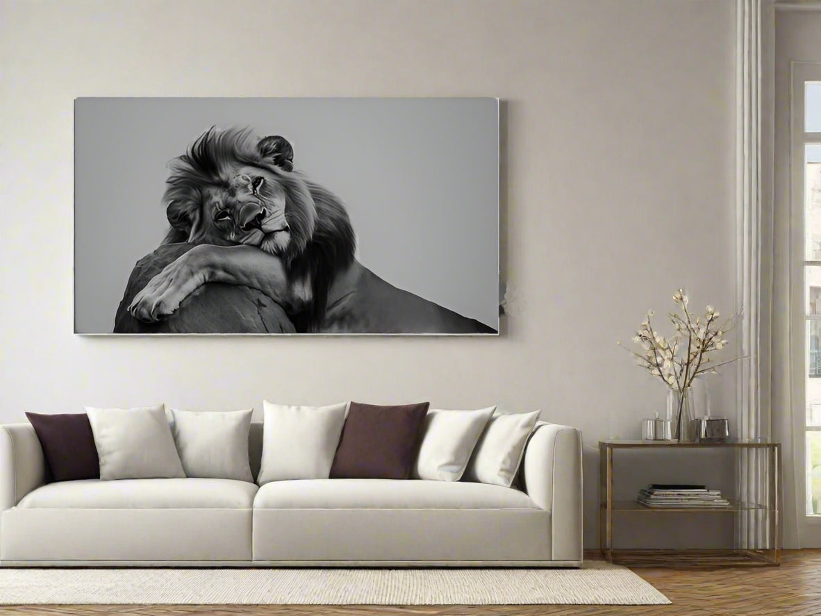 Majestic Recharge | Monochrome Lion Wall Art | Limited Edition | Wild Essence