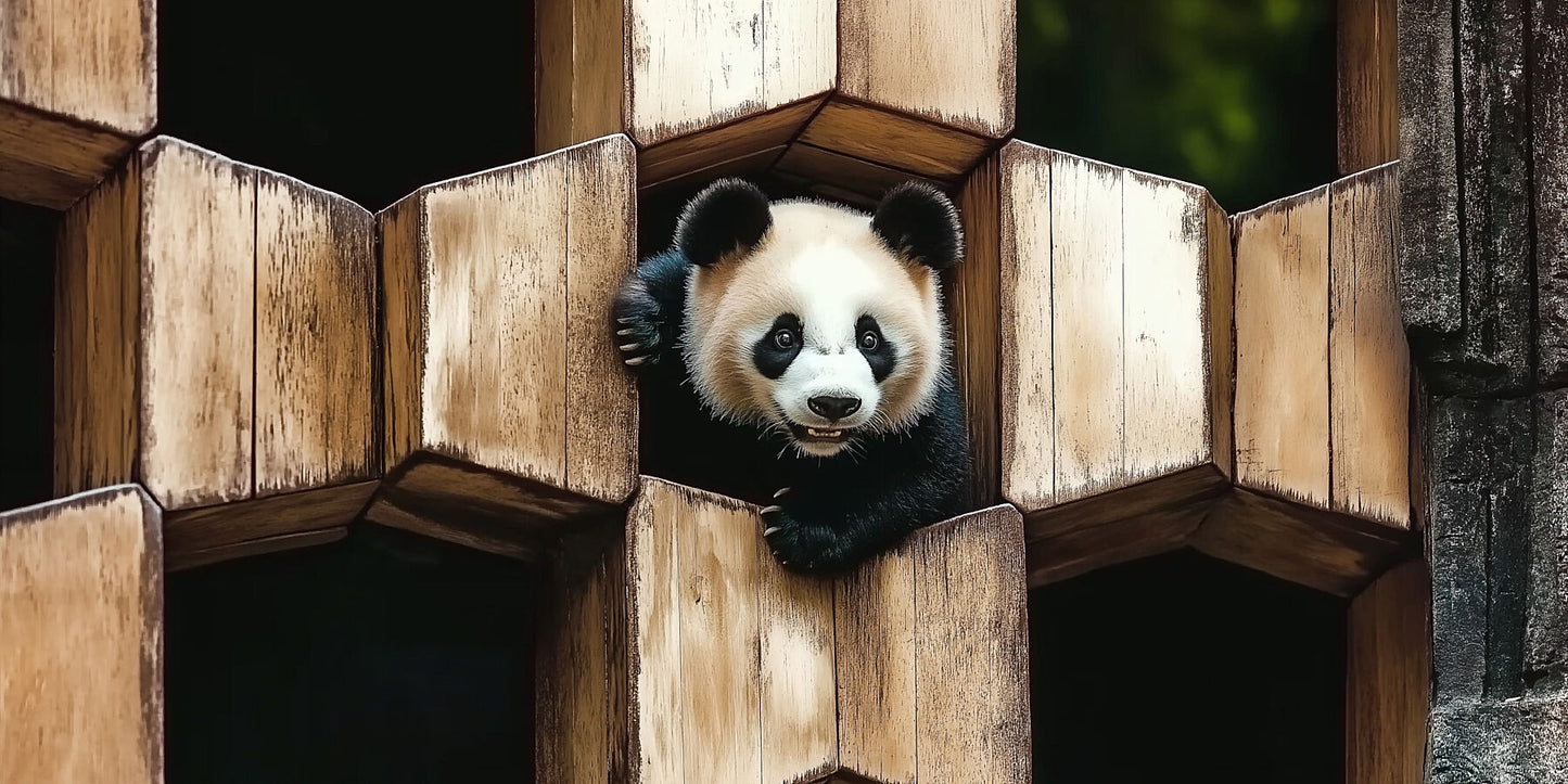 Peekaboo | Panda Wall Art | Limited Edition | Wallimals