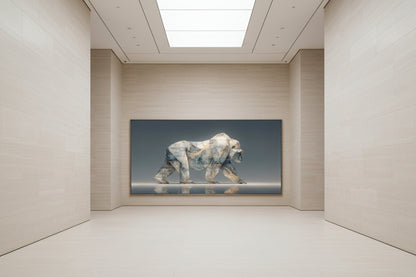 Large gorilla artwork in contemporary museum exhibition hall