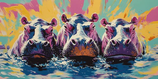 Three’s a Crowd | Hippo Wall Art | Limited Edition | Wallimals