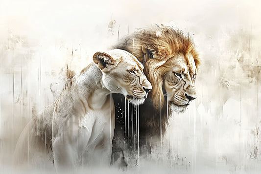 We're In This Together | Lion and Lioness Wall Art | Limited Edition | Wild Essence