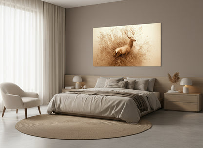 Weightless Bloom | Deer Wall Art in an elegant bedroom | Limited Edition | Wild Essence