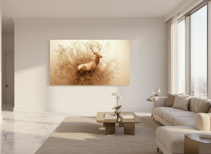 Weightless Bloom | Deer Wall Art in an elegant living room| Limited Edition | Wild Essence