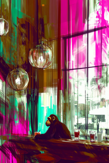 When the Night Is Still Young | Chimpanzee Wall Art | Limited Edition | Wallimals