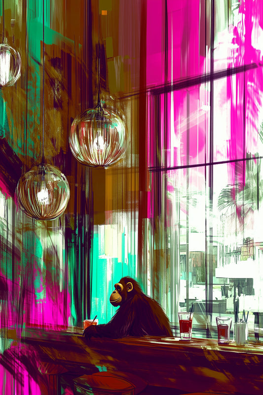 When the Night Is Still Young | Chimpanzee Wall Art | Limited Edition | Wallimals